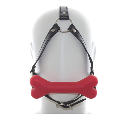 Leather Restraint Slave Cosplay Bondage Hood Head Harness Mouth Ball Gag