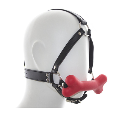 Leather Restraint Slave Cosplay Bondage Hood Head Harness Mouth Ball Gag