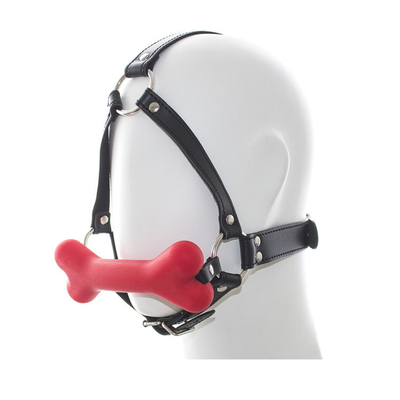 Leather Restraint Slave Cosplay Bondage Hood Head Harness Mouth Ball Gag