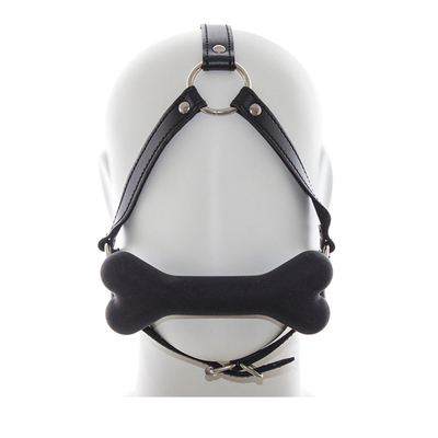 Leather Restraint Slave Cosplay Bondage Hood Head Harness Mouth Ball Gag