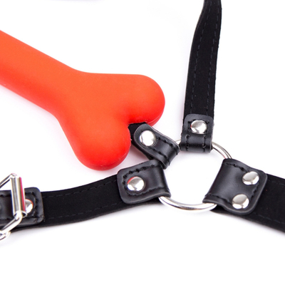 Leather Restraint Slave Cosplay Bondage Hood Head Harness Mouth Ball Gag