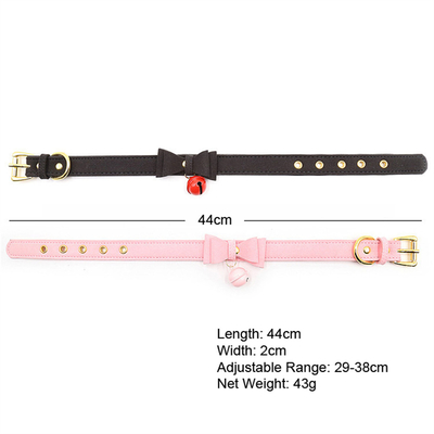 Adult Sex Toys Pink Dog Bell Bowknot Golden Hole Soft Leather Pin Buckle Neck Sleeve Black Neck Sleeve Collar