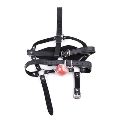 Leather Gag Blindfold Bondage Hot Mouth Hollow Black balls PU leather Blindfold