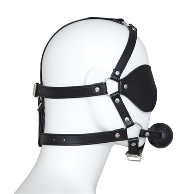 Leather Gag Blindfold Bondage Hot Mouth Hollow Black balls PU leather Blindfold