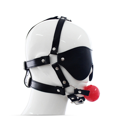 Leather Gag Blindfold Bondage Hot Mouth Hollow Black balls PU leather Blindfold