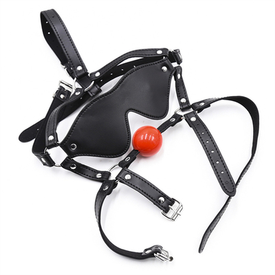 Leather Gag Blindfold Bondage Hot Mouth Hollow Black balls PU leather Blindfold