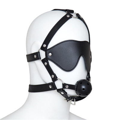 Leather Gag Blindfold Bondage Hot Mouth Hollow Black balls PU leather Blindfold