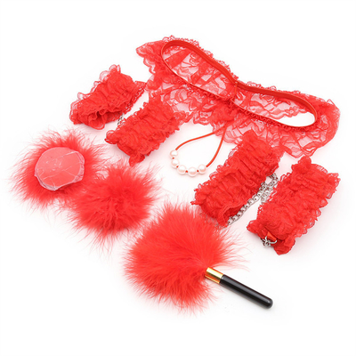 6pcs Lace Eye Mask Handcuffs Male Female Slave Bed Game Bondage Kit