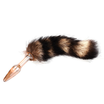 Sex Toy Real Fox Fur Tail Glass Anal Plug For Woman Cosplay