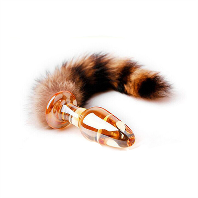 Sex Toy Real Fox Fur Tail Glass Anal Plug For Woman Cosplay