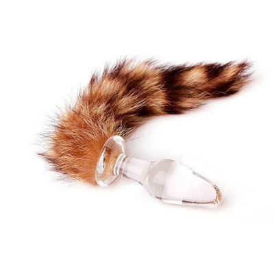 Sex Toy Real Fox Fur Tail Glass Anal Plug For Woman Cosplay