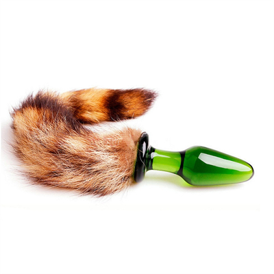 Sex Toy Real Fox Fur Tail Glass Anal Plug For Woman Cosplay
