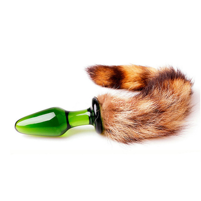 Sex Toy Real Fox Fur Tail Glass Anal Plug For Woman Cosplay