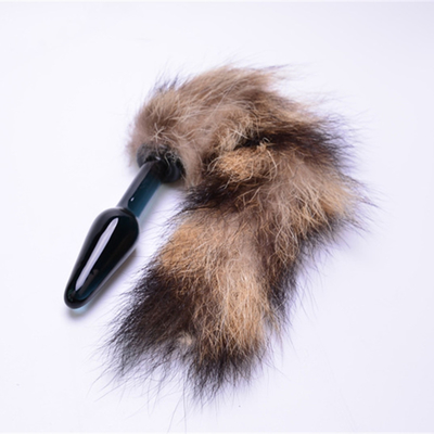 Sex Toy Real Fox Fur Tail Glass Anal Plug For Woman Cosplay