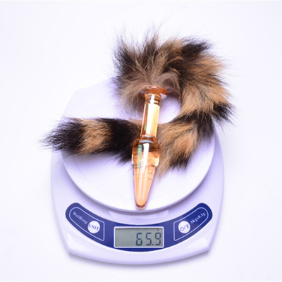 Sex Toy Real Fox Fur Tail Glass Anal Plug For Woman Cosplay