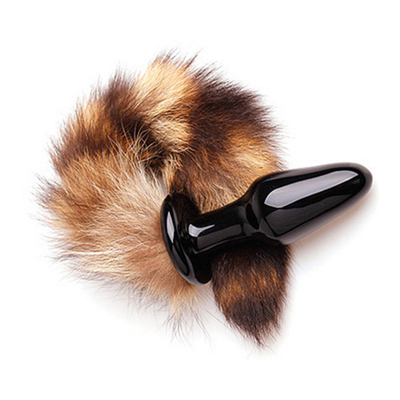 Sex Toy Real Fox Fur Tail Glass Anal Plug For Woman Cosplay