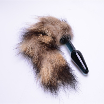 Sex Toy Real Fox Fur Tail Glass Anal Plug For Woman Cosplay