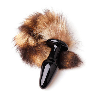 Sex Toy Real Fox Fur Tail Glass Anal Plug For Woman Cosplay