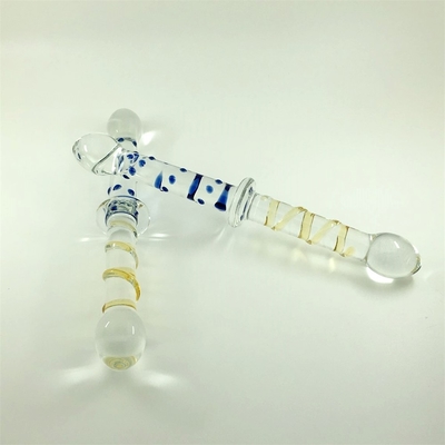 Colorful Glass dildo Double head glass dildos Anal butt plug large pyrex glass dildo for women
