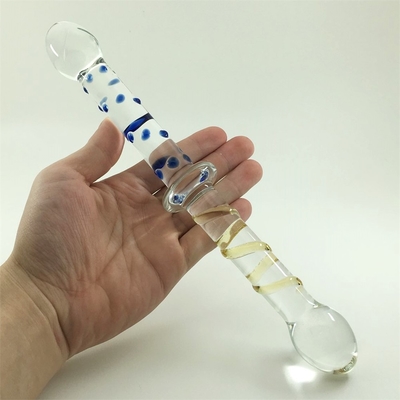 Colorful Glass dildo Double head glass dildos Anal butt plug large pyrex glass dildo for women