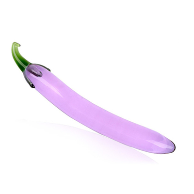 Crystal Penis Anal Butt Plug G-Spot Clitoral Masturbation Eggplant Glass Dildo For Women