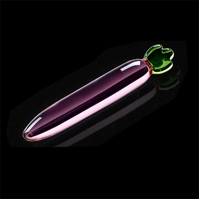 Crystal Penis Anal Butt Plug G-Spot Clitoral Masturbation Eggplant Glass Dildo For Women