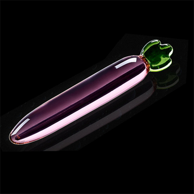 Crystal Penis Anal Butt Plug G-Spot Clitoral Masturbation Eggplant Glass Dildo For Women