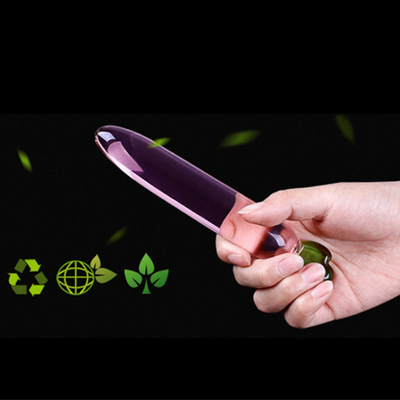 Crystal Penis Anal Butt Plug G-Spot Clitoral Masturbation Eggplant Glass Dildo For Women