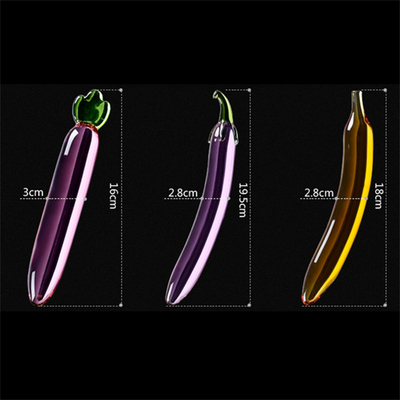 Crystal Penis Anal Butt Plug G-Spot Clitoral Masturbation Eggplant Glass Dildo For Women