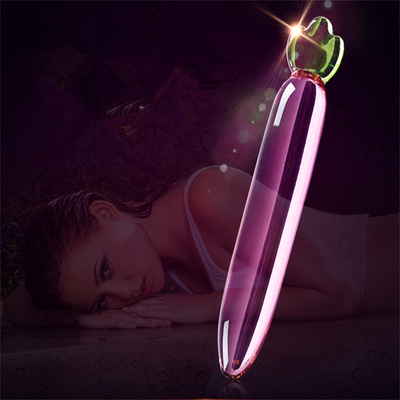 Crystal Penis Anal Butt Plug G-Spot Clitoral Masturbation Eggplant Glass Dildo For Women