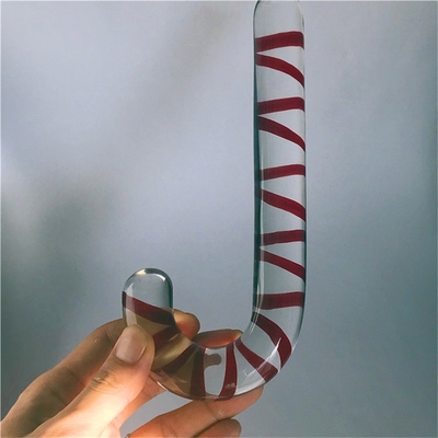 Natural curving Umbrella Handle Crystal Dildo Massage Wand Glass penis for adult Gift