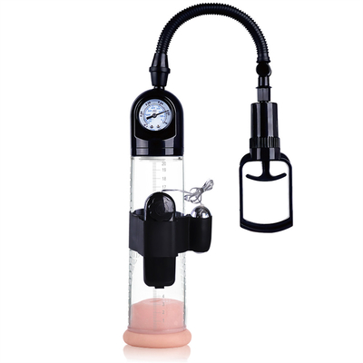 Vibrating Men Sex Toy Vacuum Penis Enlargement Pump With Barometer