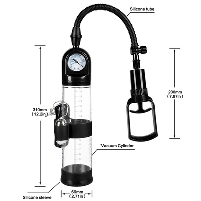 Vibrating Men Sex Toy Vacuum Penis Enlargement Pump With Barometer