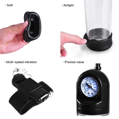 Vibrating Men Sex Toy Vacuum Penis Enlargement Pump With Barometer