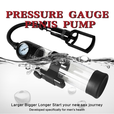 Vibrating Men Sex Toy Vacuum Penis Enlargement Pump With Barometer