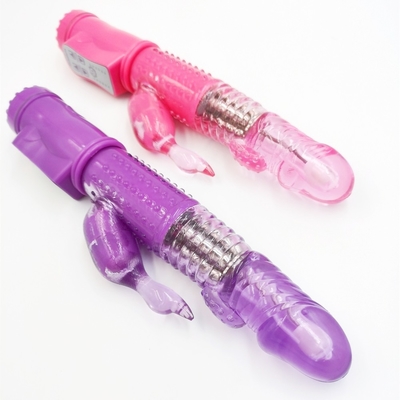 Rechargeable Thrust Rotation G Spot Dildo Dual pussy Rabbit sex vagina Vibrator for Women Female Clitoris Sex Toy