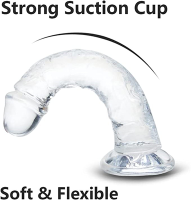 Realistic Jelly Dildo for Beginners, 7 inch Crystal G-Spot Dildos, Flexible Penis Cock with Suction Cup for Hand Free Pl
