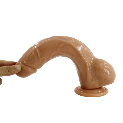 Body-Safe Lifelike Huge Penis with Strong Suction Cup Dildo for Hands-free Cock with Curved Shaft and Balls for Vaginal