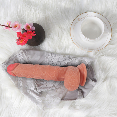 Huge Liquid Silicone High Quality Penis Dildo Flesh Color Dildo For Women Powerful 9 Inch Telescopic Vibrating Dildo