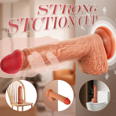 Realistic Dildo for Women with Flared Suction Cup Base Flexible Cock with Curved Shaft and Balls for Vagina G-spot and A