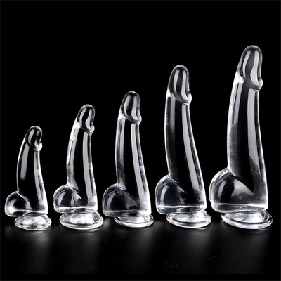 Realistic Clear Dildo 8.6 inch Transparent Small Glans Big Thick Dildo with Suction Cup Flexible Jelly Penis Dong Sex To