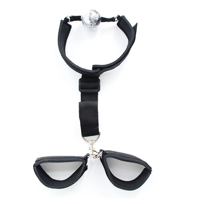 Black 2-in-1 Erotica Reverse Back Handcuffs Silicone Solid Gag Upper Body Bondage Toys BDSM Couple Flirting Tools