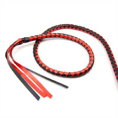 Premium Microfiber Leather Bull Whip, 1.9m Red Bullwhip, Luxurious Braided Flogger Horse BDSM Toy Whip