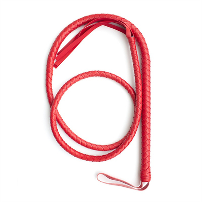 Premium Microfiber Leather Bull Whip, 1.9m Red Bullwhip, Luxurious Braided Flogger Horse BDSM Toy Whip