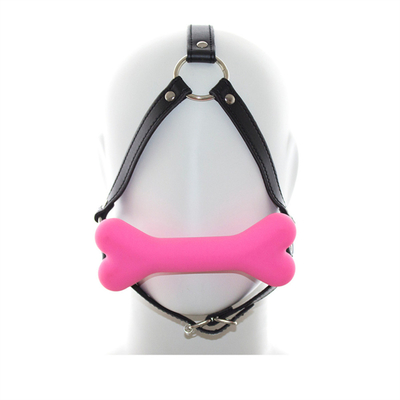SM Dog Bone Mouth Gag Plug Silicone BDSM Leather Couples Flirting Restraint Toys Adult For Couple