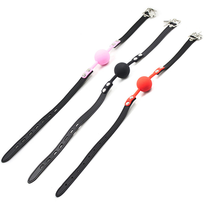Lock Toys Adult Games Fetish Silicone Mouth Gag Ball Pu Leather Bondage Restraints Pink Red Black Color