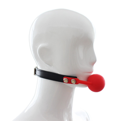 Lock Toys Adult Games Fetish Silicone Mouth Gag Ball Pu Leather Bondage Restraints Pink Red Black Color