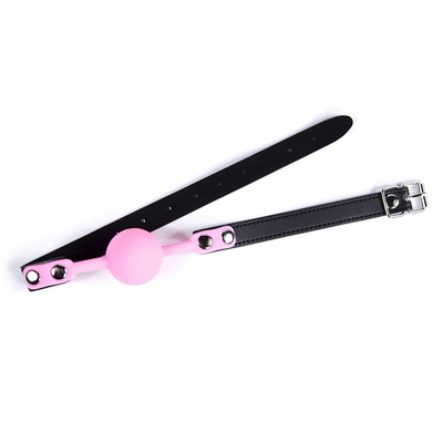 Lock Toys Adult Games Fetish Silicone Mouth Gag Ball Pu Leather Bondage Restraints Pink Red Black Color