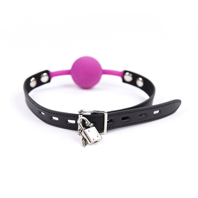 Lock Toys Adult Games Fetish Silicone Mouth Gag Ball Pu Leather Bondage Restraints Pink Red Black Color