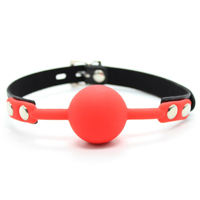 Lock Toys Adult Games Fetish Silicone Mouth Gag Ball Pu Leather Bondage Restraints Pink Red Black Color